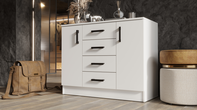 Комод К1000-2Д Белый Гладкий