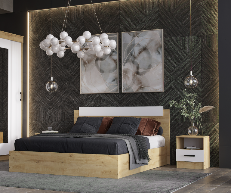 Кровать Эко 1,4 Вотан/Белый гладкий