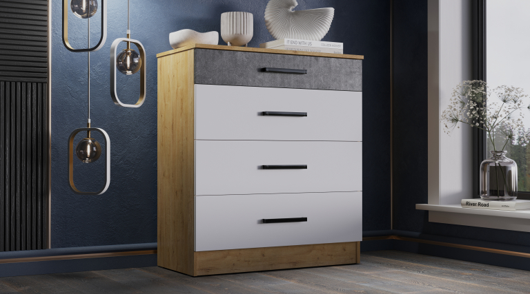 Комод Адель 800 Дуб Вотан/Белый/Цемент