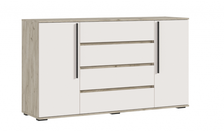 Комод Норд 2 двери 4 ящика кашемир дую крафт серый