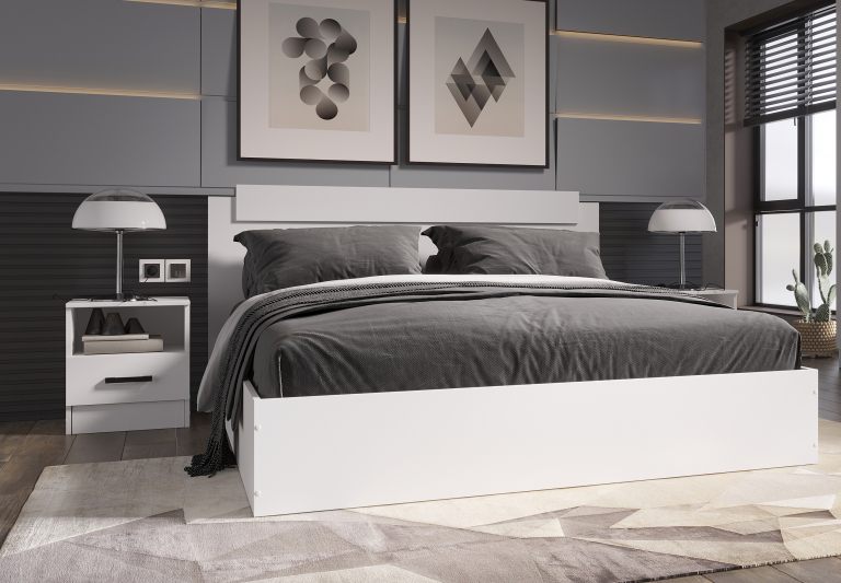 Кровать Эко 1,6 Белый гладкий