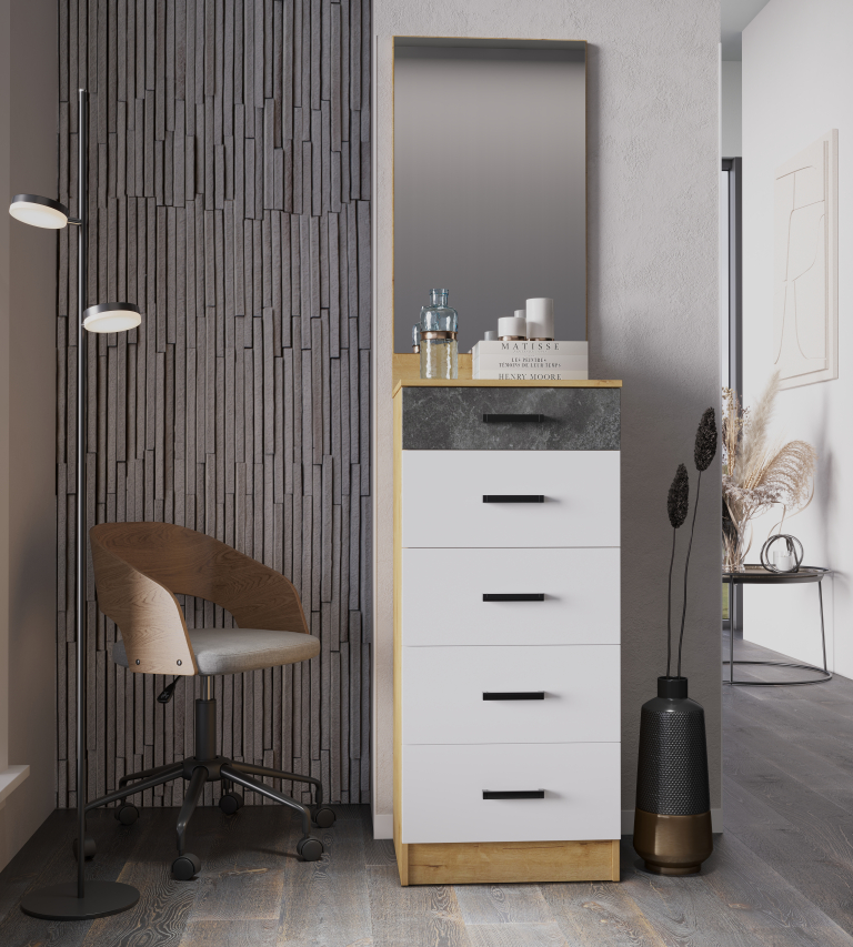 Комод Адель 500 Дуб Вотан/Белый/Цемент